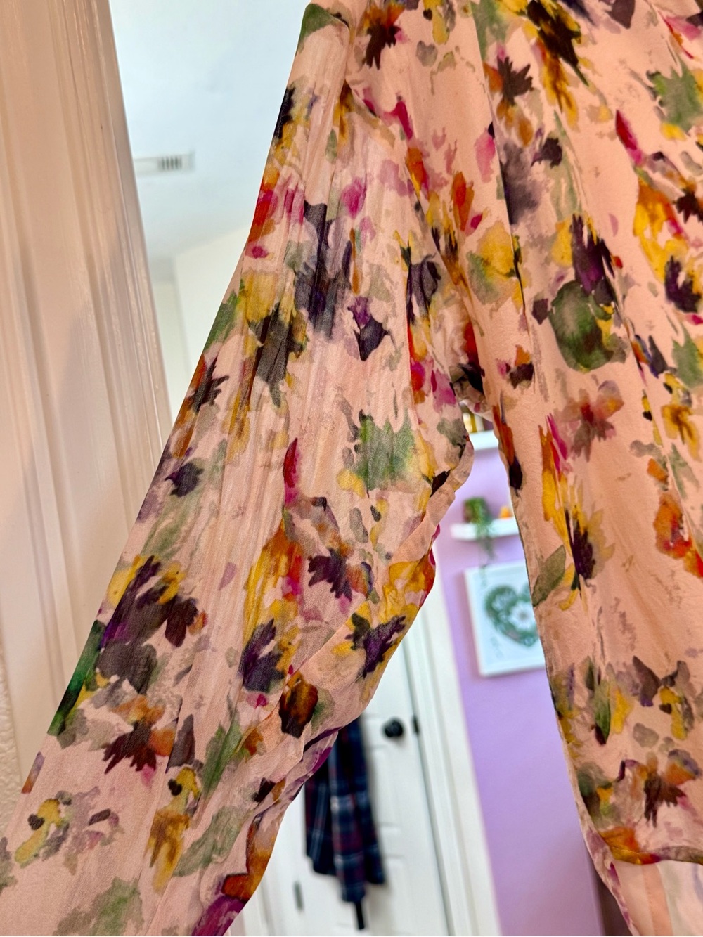 Pilcro Light Pink Floral Button-Front Blouse XL - Picture 4 of 5